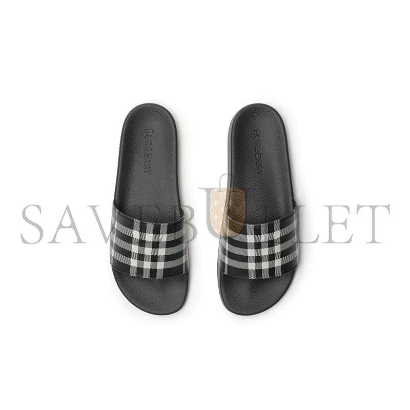 Bv*b*rry check slide sandals